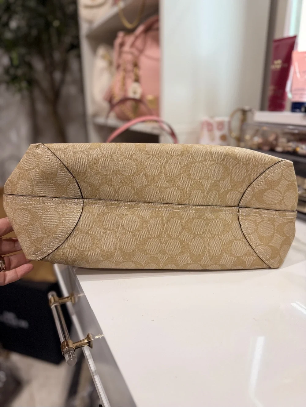 Coach Beige Canvas Tote with Pink Leather Trim - Picture 3 of 8